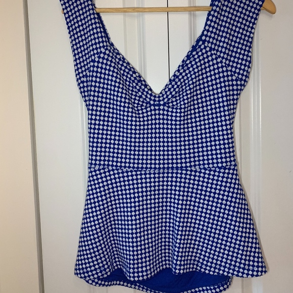 Anthropologie Deletta Blue & White Peplum Top - Picture 6 of 8